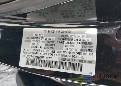 2023 Mazda Cx-9 Touring Plus из США, поврежденный, VIN JM3TCBAY3P0654268